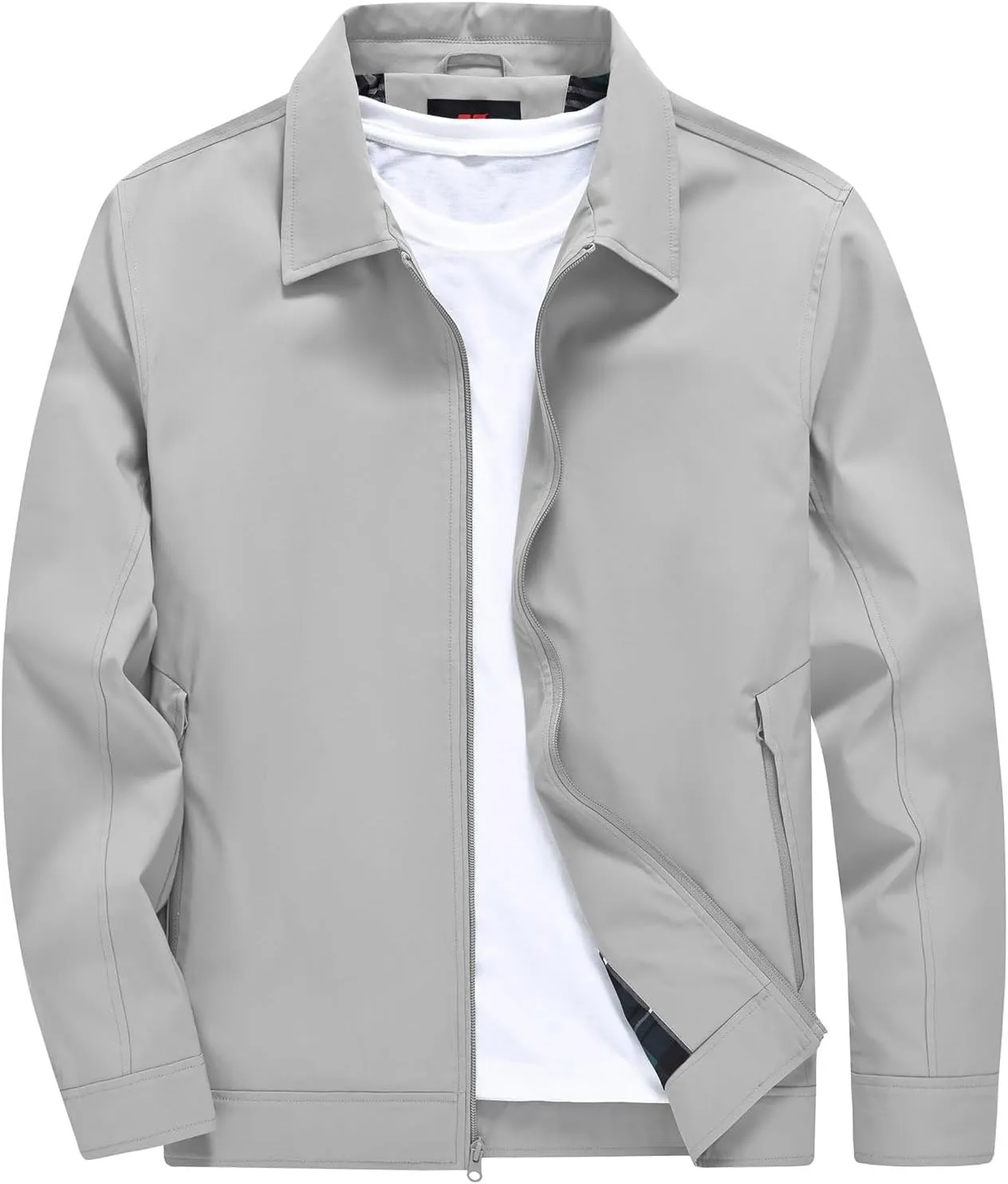 YSENTO Men's Light Jackets Lightweight Bomber Jackets Collared Work Golf Windbreakers with Zip Pockets