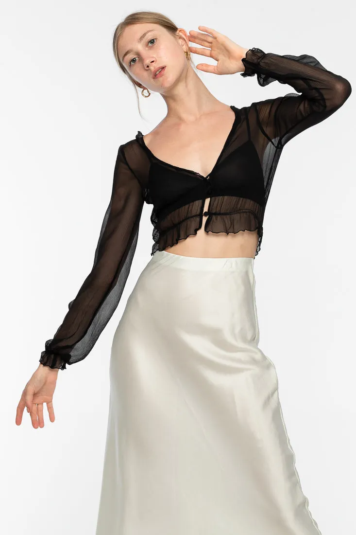 Zena Silk Chiffon Top - Black