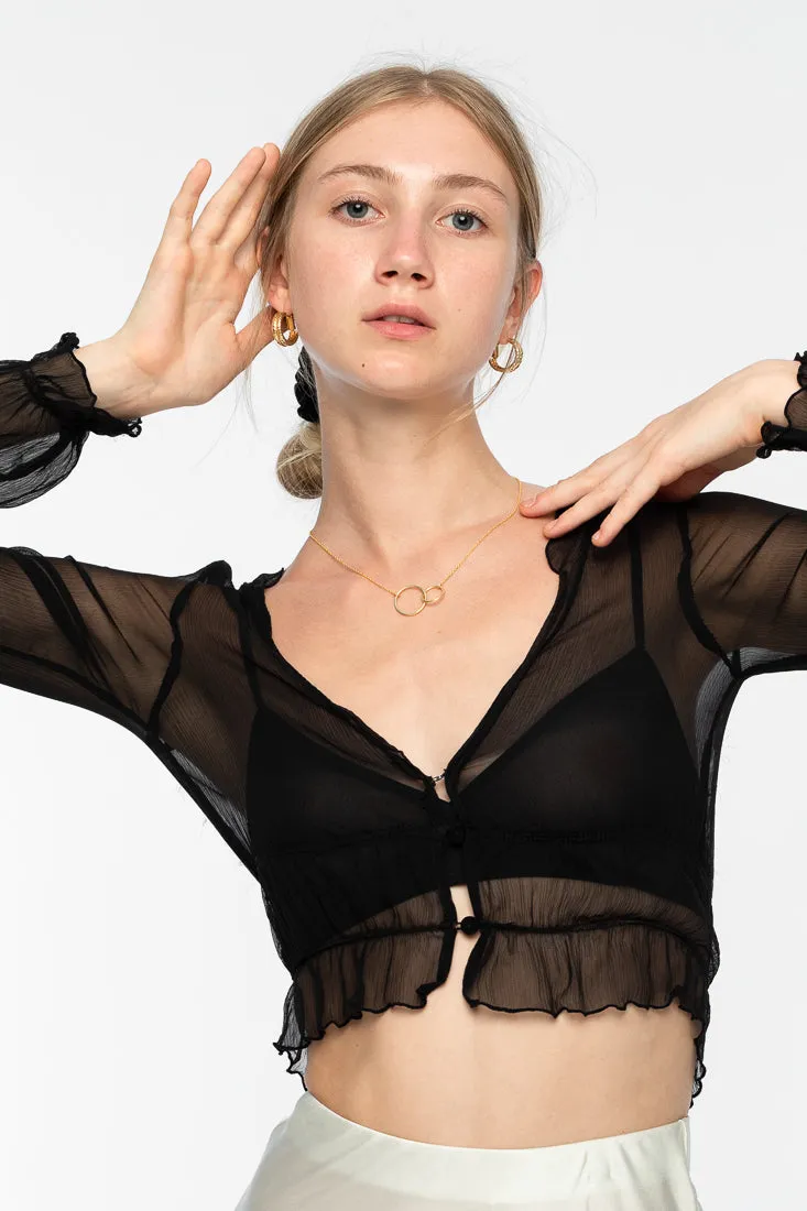 Zena Silk Chiffon Top - Black