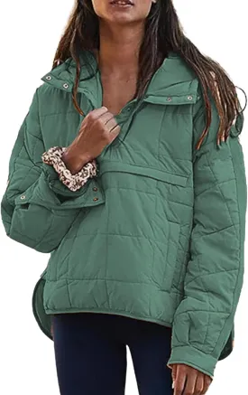 ZWRXW Womens Quilted Jacket Fall 2023 Lightweight Long Sleeve Casual Loose Button/Zipper Winter Coats Outwear with Pocket