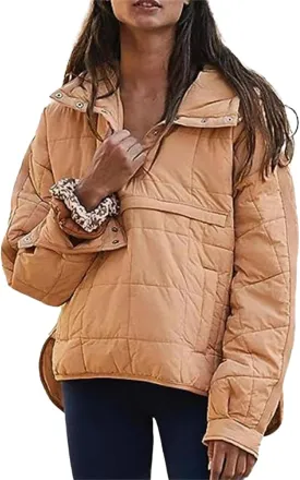 ZWRXW Womens Quilted Jacket Fall 2023 Lightweight Long Sleeve Casual Loose Button/Zipper Winter Coats Outwear with Pocket